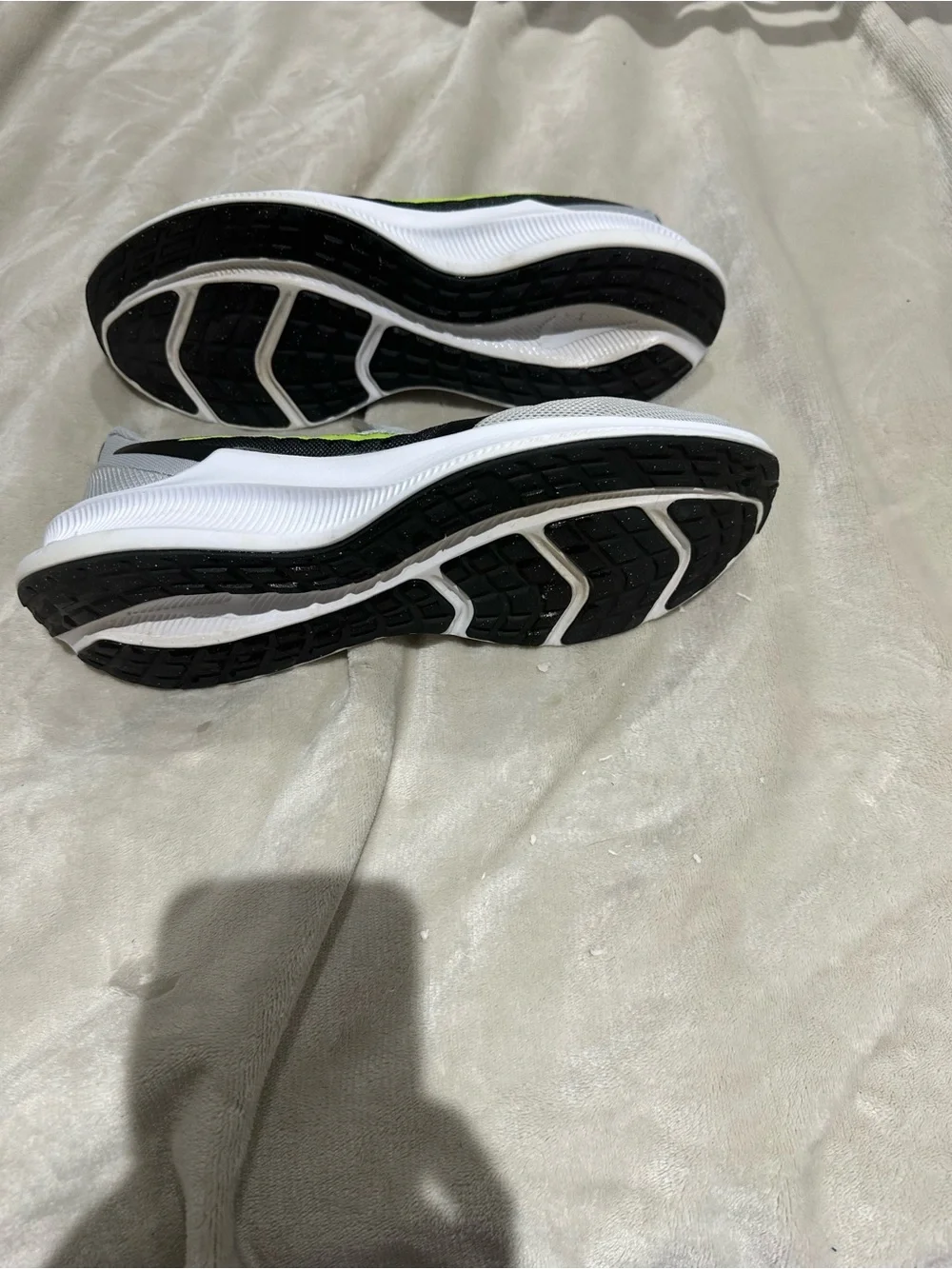 Mens Nike Downshifter Athletic Shoe White, Black & Neon Green